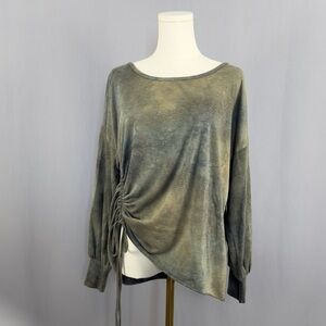BKE Army Green Gray Black Blend Ruched Women's Top